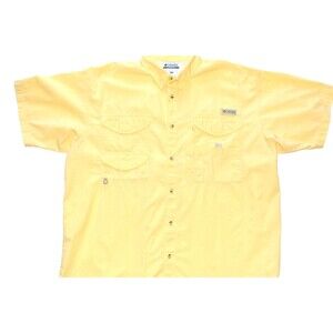 Columbia Performance Fishing Gear PFG Shirt, Sz XL, Yellow, Short Sleeves